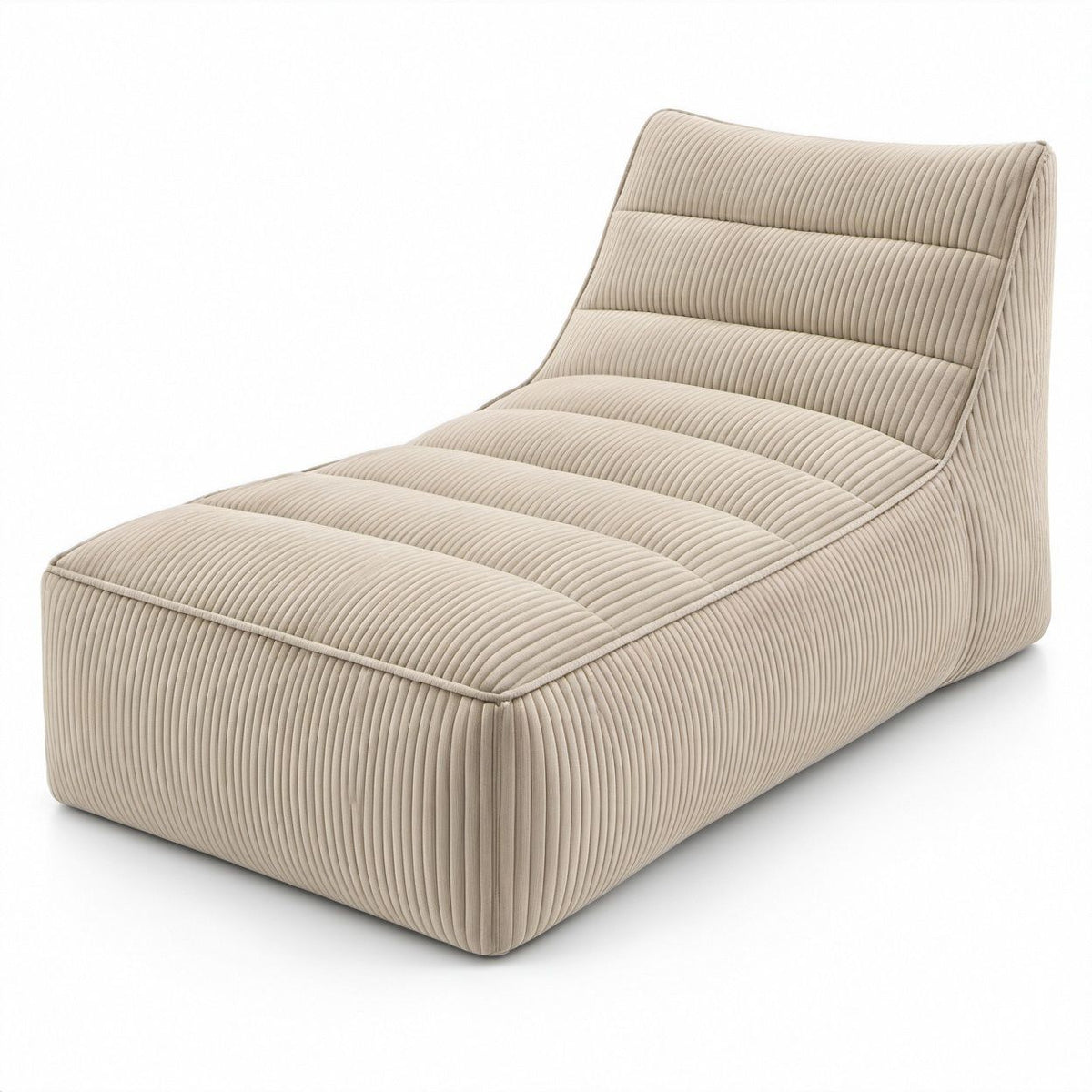 Rechteckiger Sitzsack-Sessel aus Polyester-Cord, Beige, 90 x 100 x 75 cm