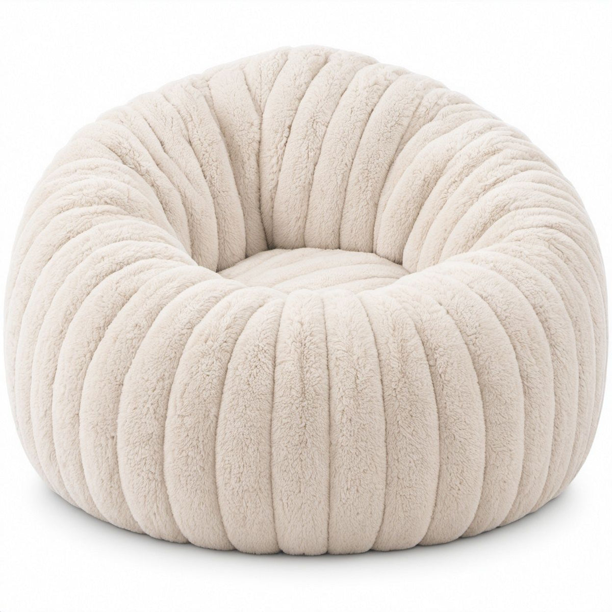Runder Sessel in Creme mit Teddybezug, 90 x 90 x 70 cm