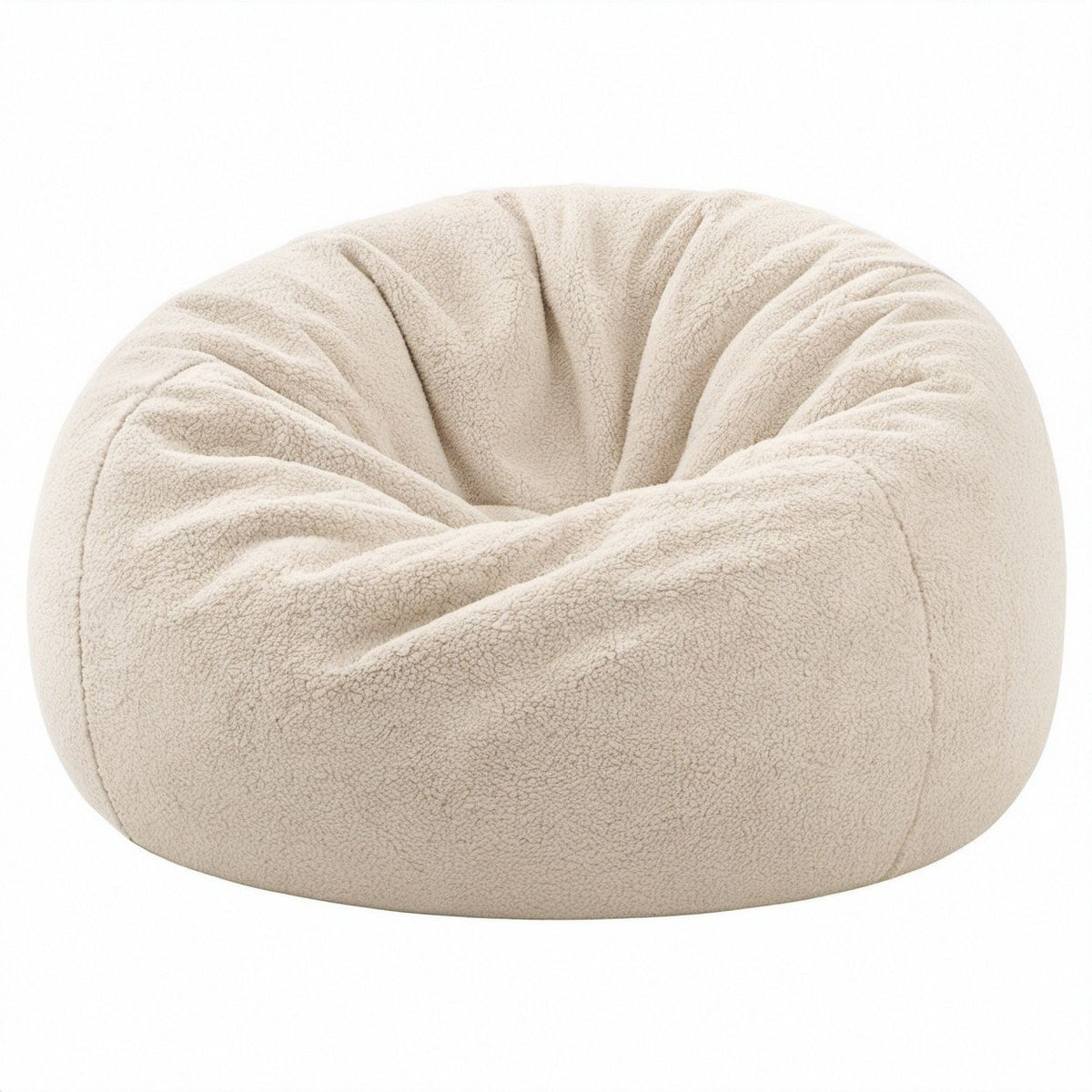 Runder Bouclé-Sitzsack 90 x 90 x 70 cm, Creme