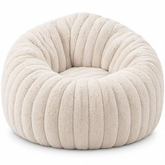 Runder Sessel in Creme mit Teddybezug, 90 x 90 x 70 cm