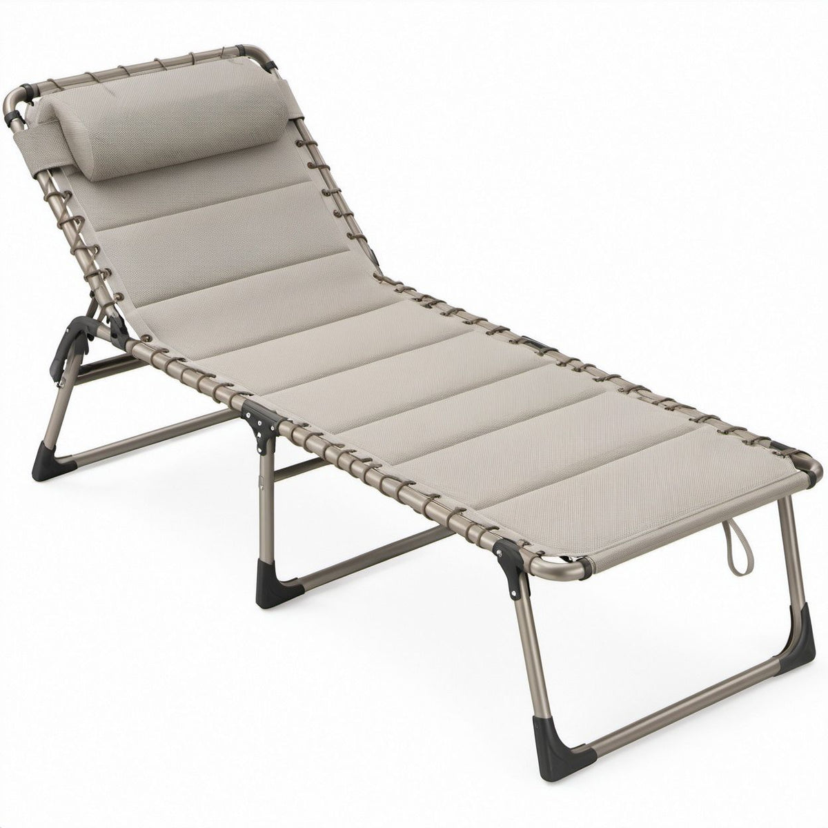 Klappbare Gartenliege aus Stahl und Polyester, Taupe/Schwarz, 188 x 65 x 30 cm